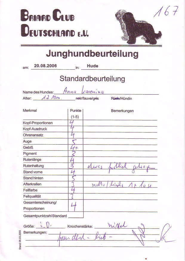 Junghundbeurteilung Standard Anna Karenina